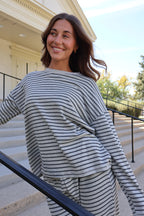 Carson Stripe Long Sleeve in Grey