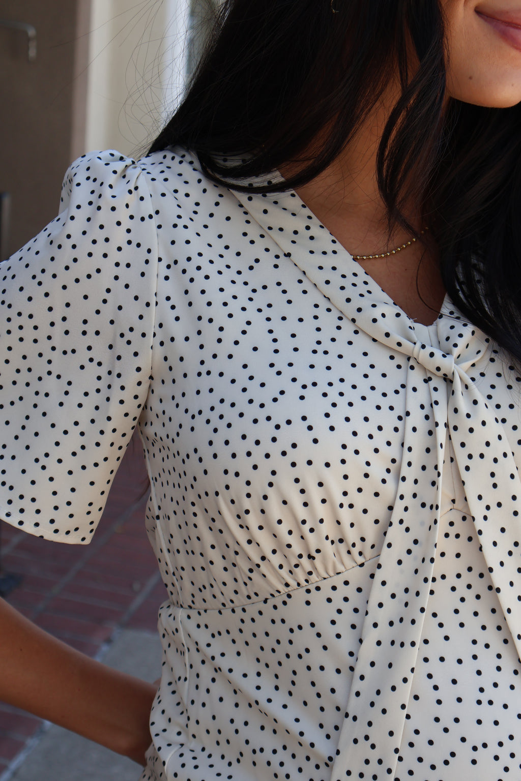 Polka Dot Midi Dress in Cream/Black