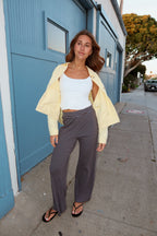 Gigi Pinstripe Pants in Brown/Blue Pinstripe