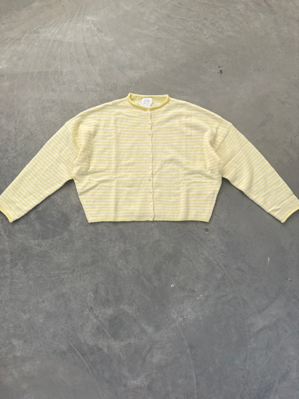 FINAL SALE - FLAWED Stripe Piper Cardigan in Butter - Large