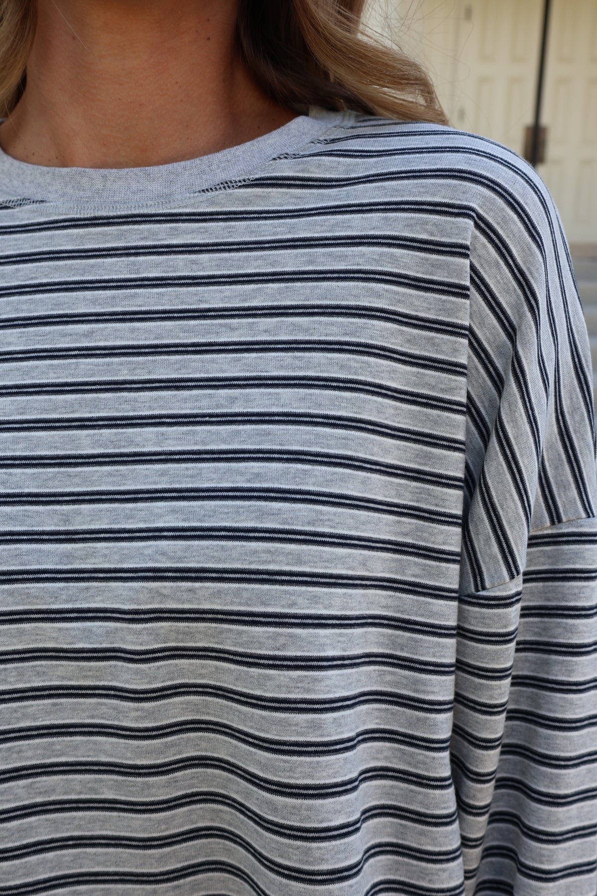 Carson Stripe Long Sleeve in Grey Main image