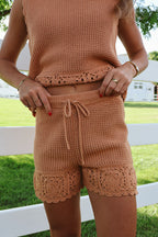 Tera Crochet Shorts in Dusty Apricot