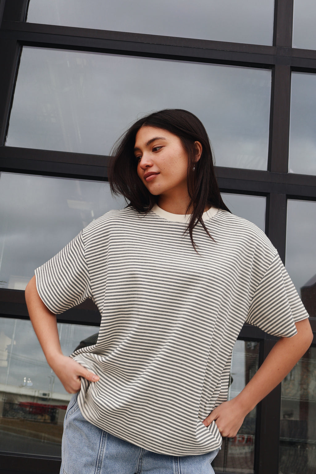 Billie Stripe Tee in Ivory