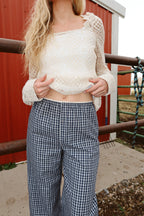 Waco Seersucker Checkered Pants in Navy