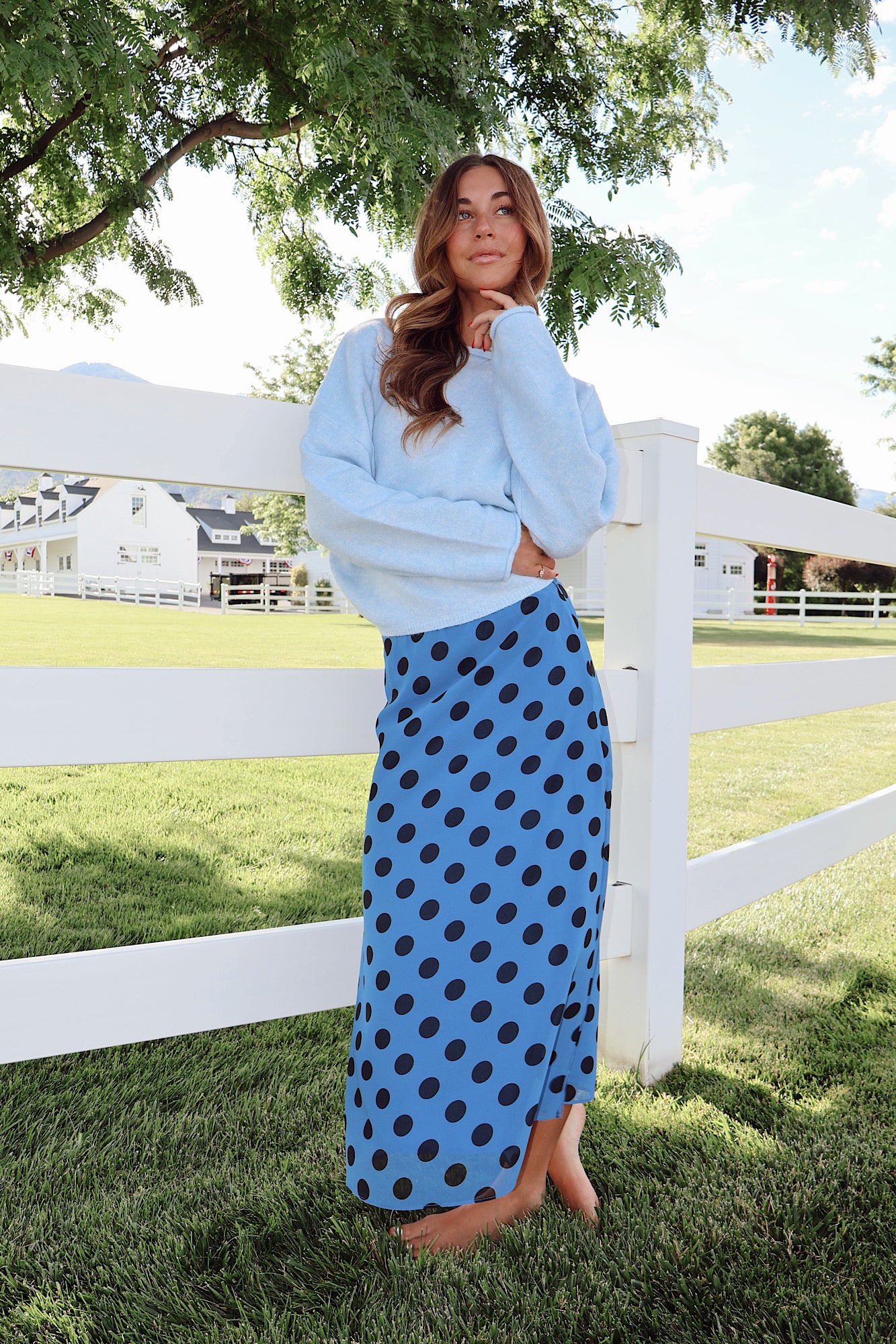 Jodi Dotted Mesh Skirt in Blue