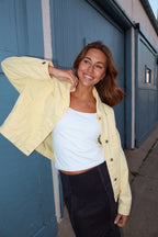 Reese Denim Jacket in Butter Yellow