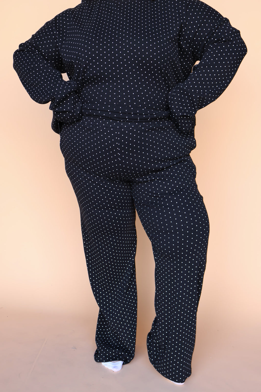 Blaire Polka Dot Pointelle Pants in Black
