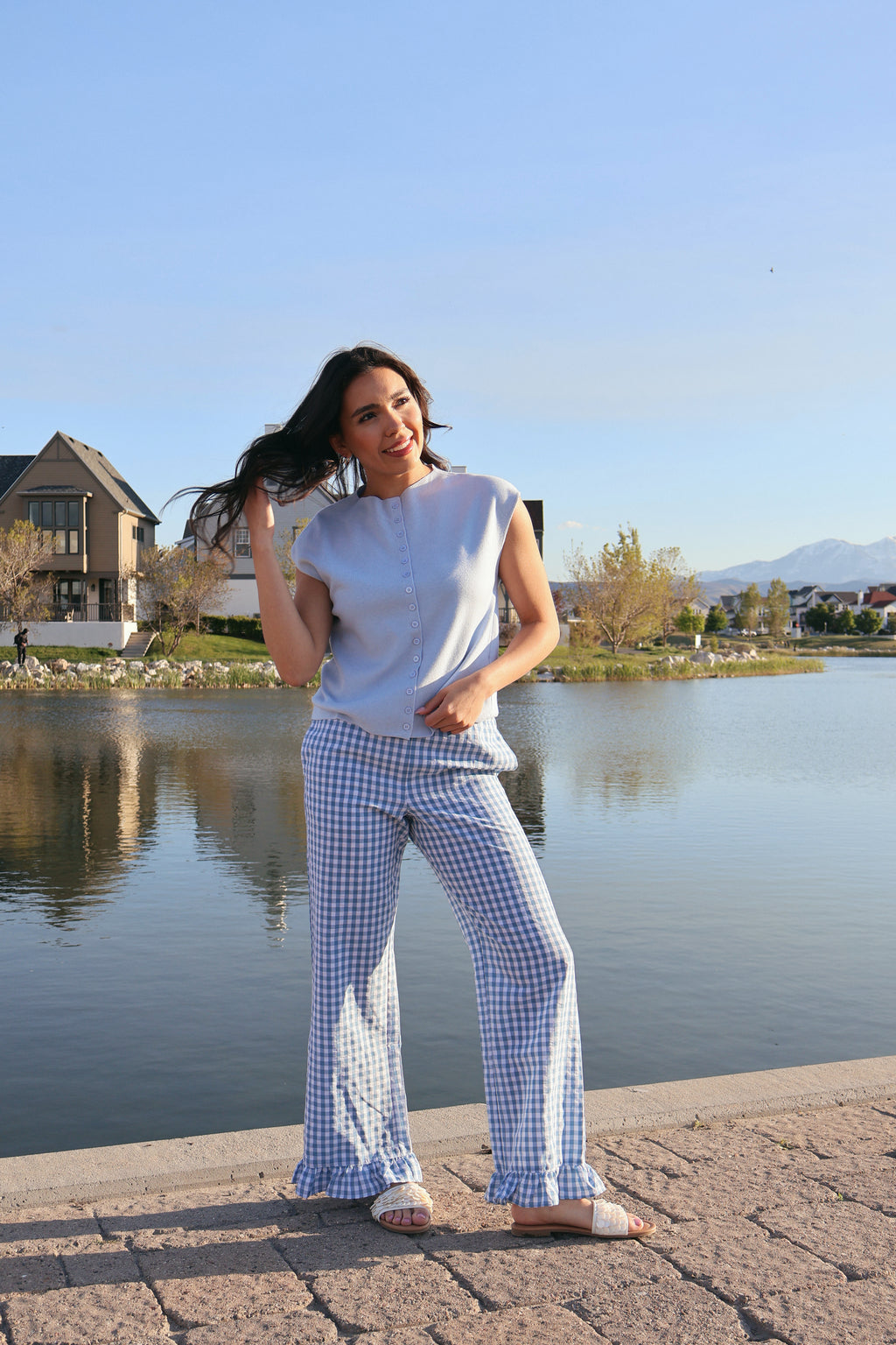 Saltwater Gingham Ruffle Pants