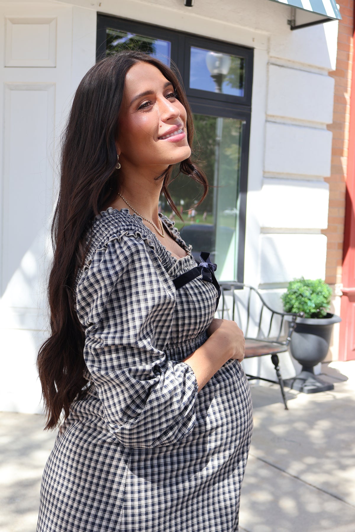 Plaid Dress in Navy