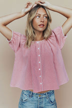Eliza Gingham Blouse In Red
