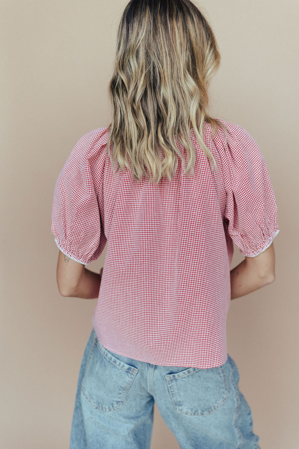 Eliza Gingham Blouse In Red