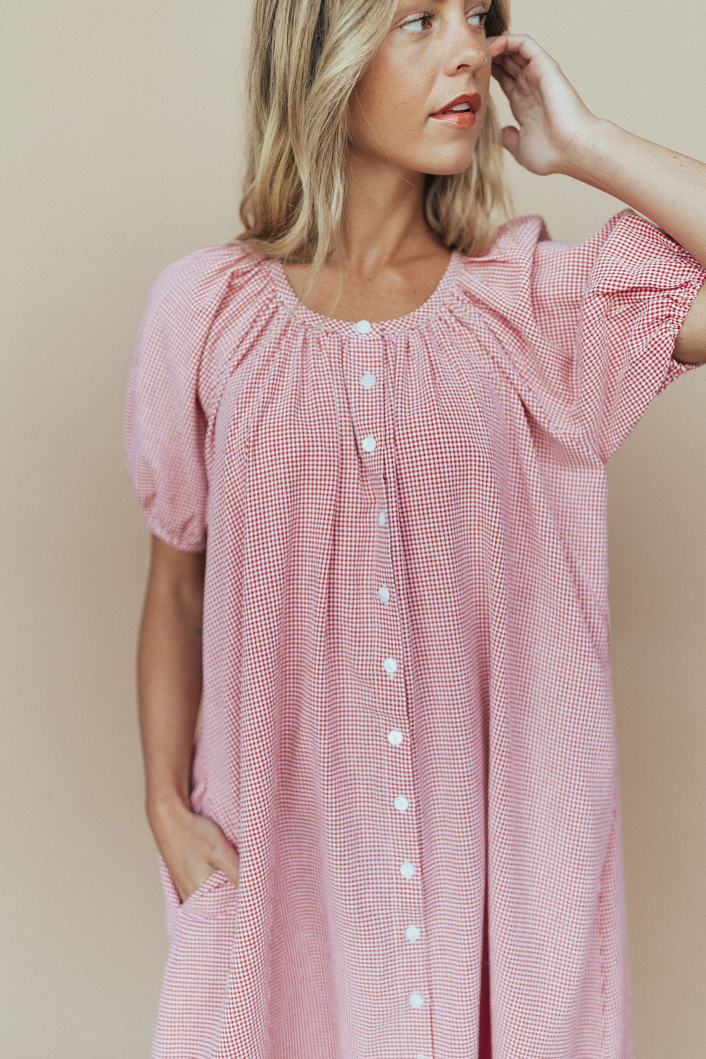 Eliza Gingham Maxi Dress in Red