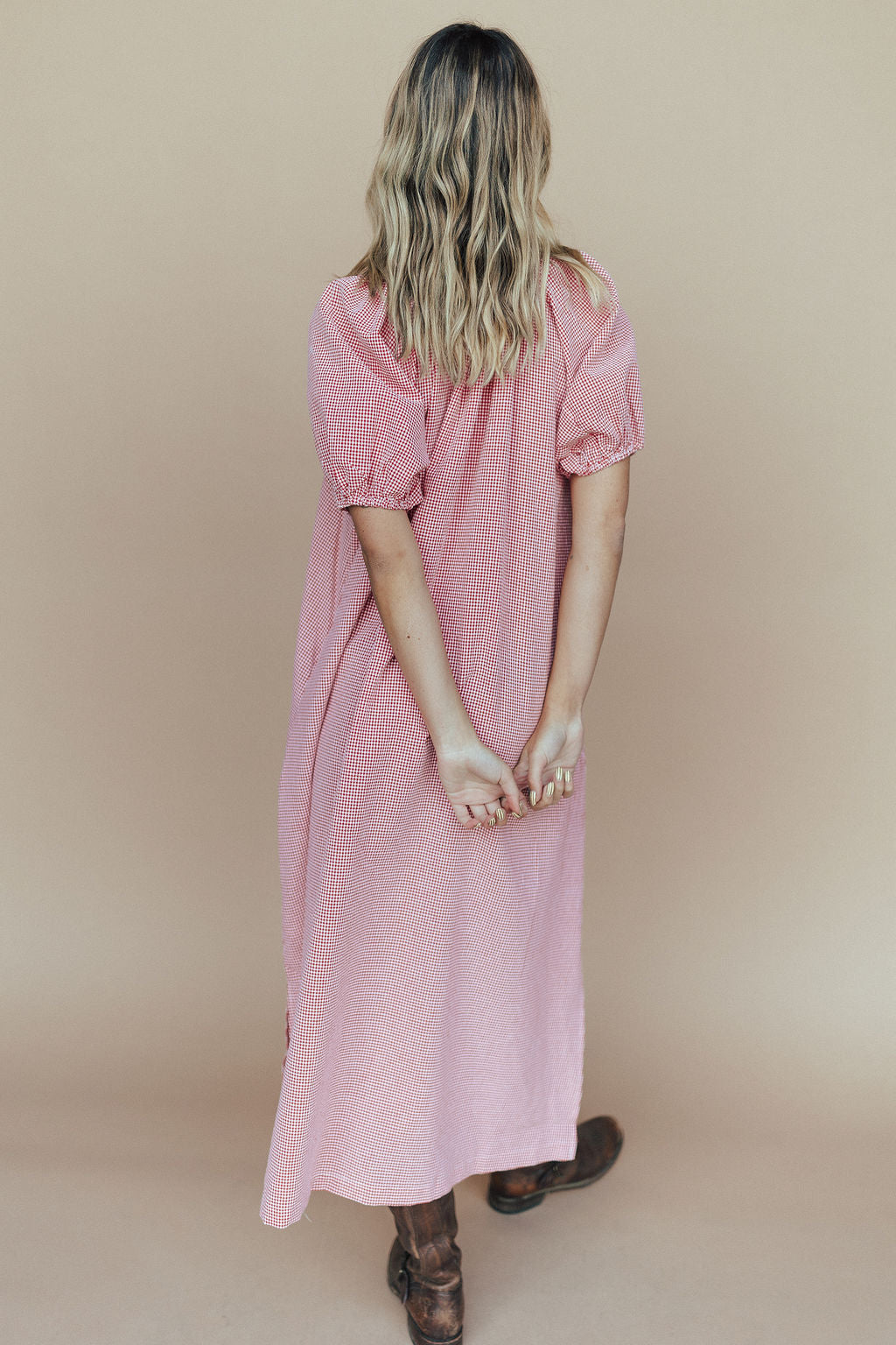 Eliza Gingham Maxi Dress in Red