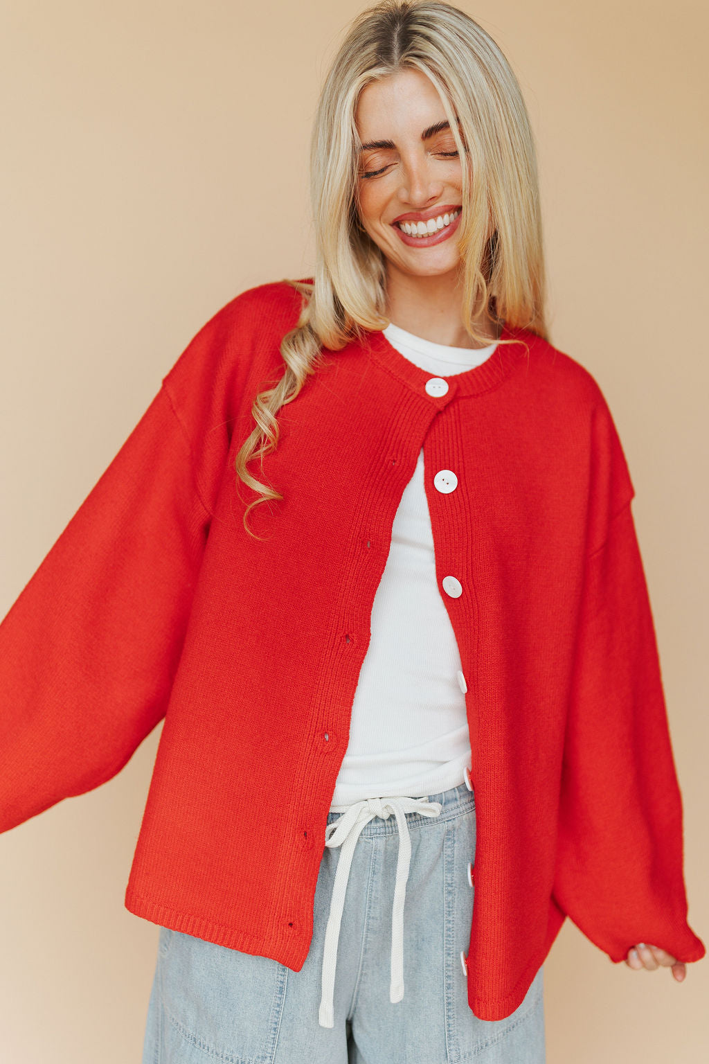 Julia Cardigan in Red Secondary image