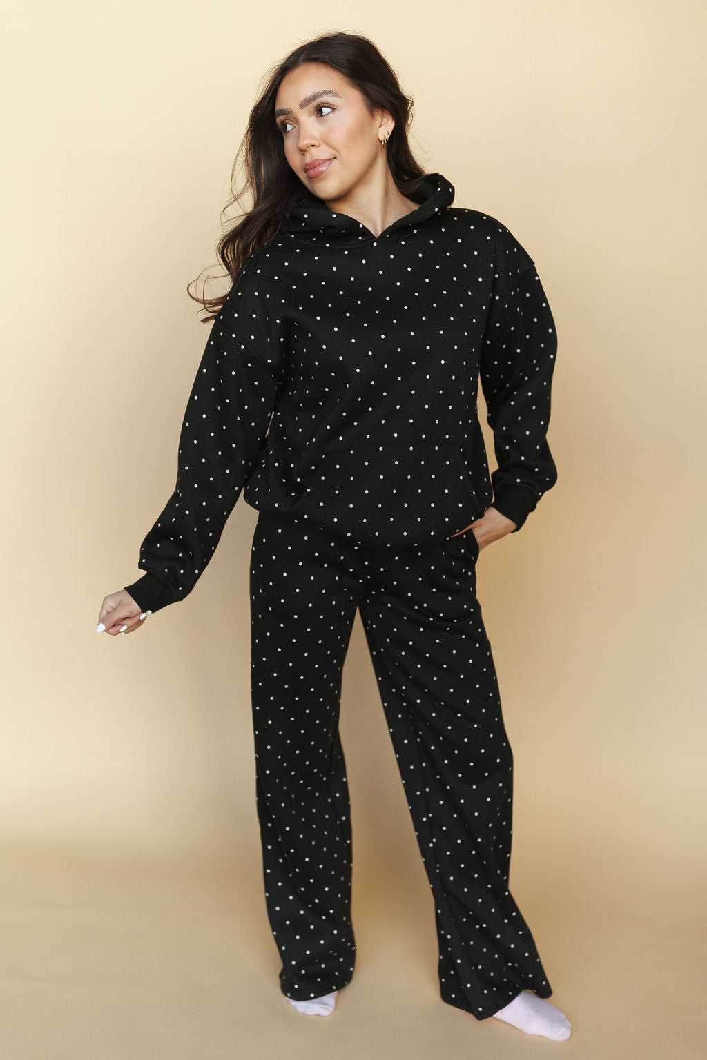 Spot On Polka Dot Hoodie in Black Secondary image