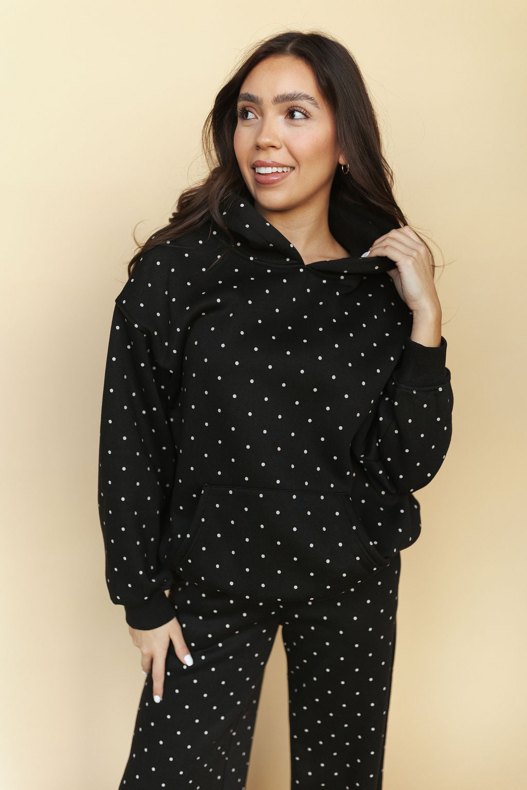 Spot On Polka Dot Hoodie in Black