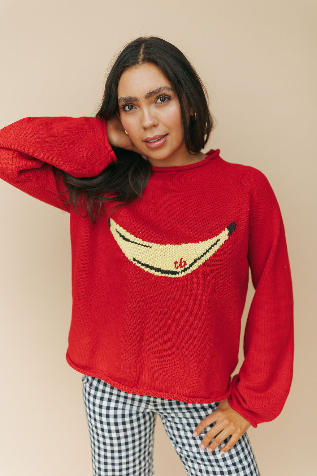 Banana Knit Sweater in Red