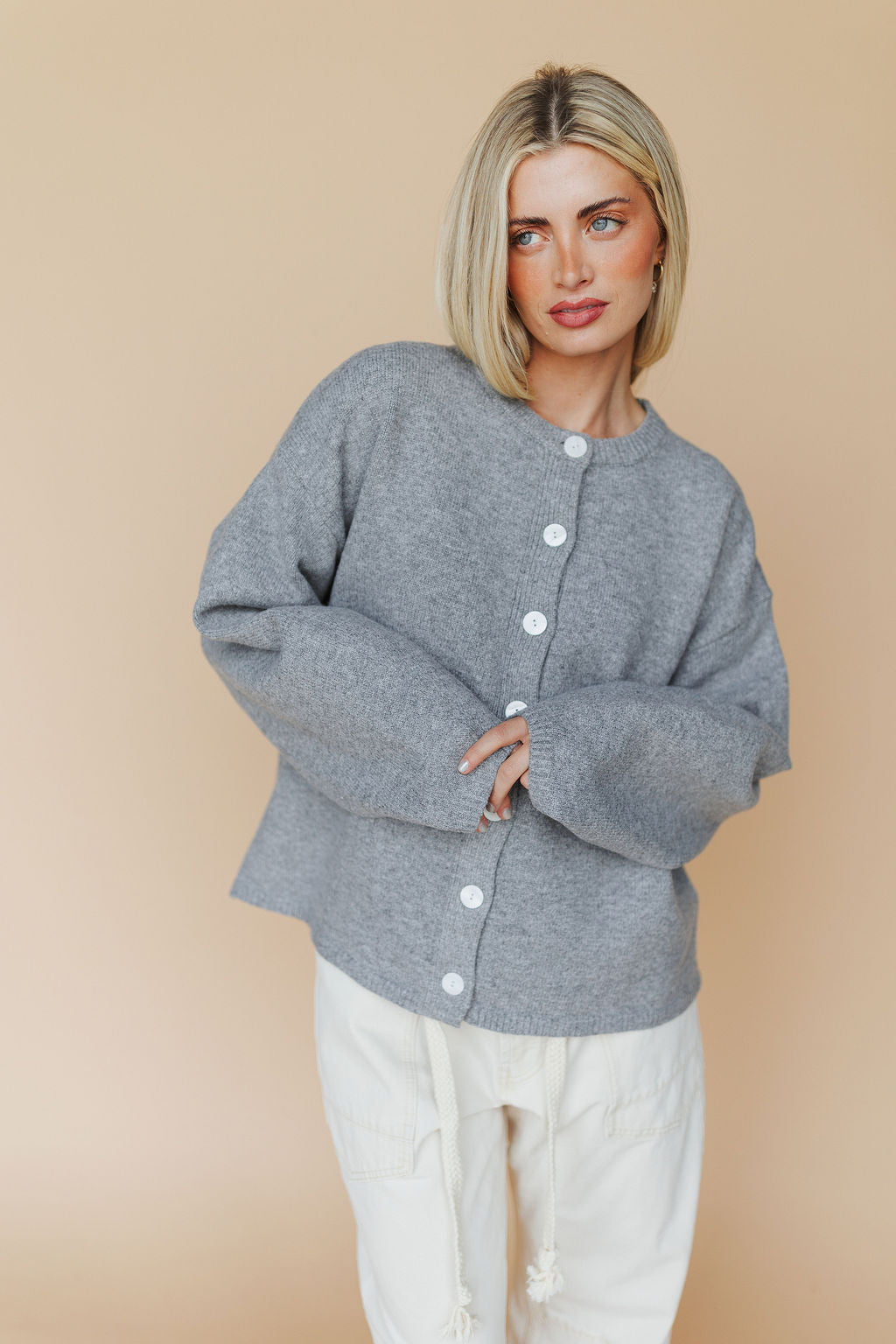 Julia Cardigan in Heather Grey Main image
