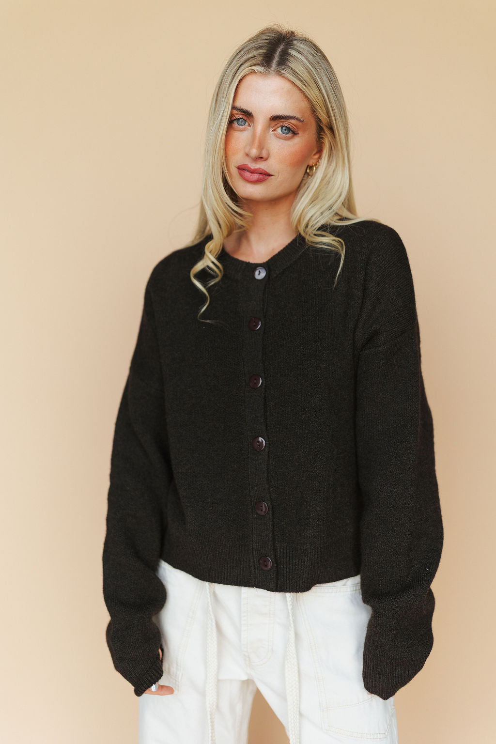 Maren Cardigan in Chocolate Brown