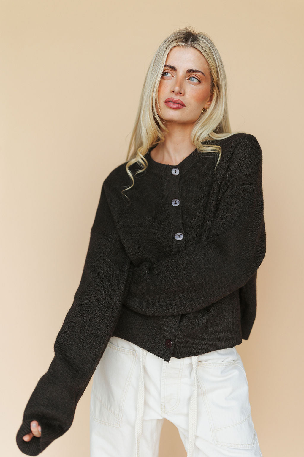 Maren Cardigan in Chocolate Brown