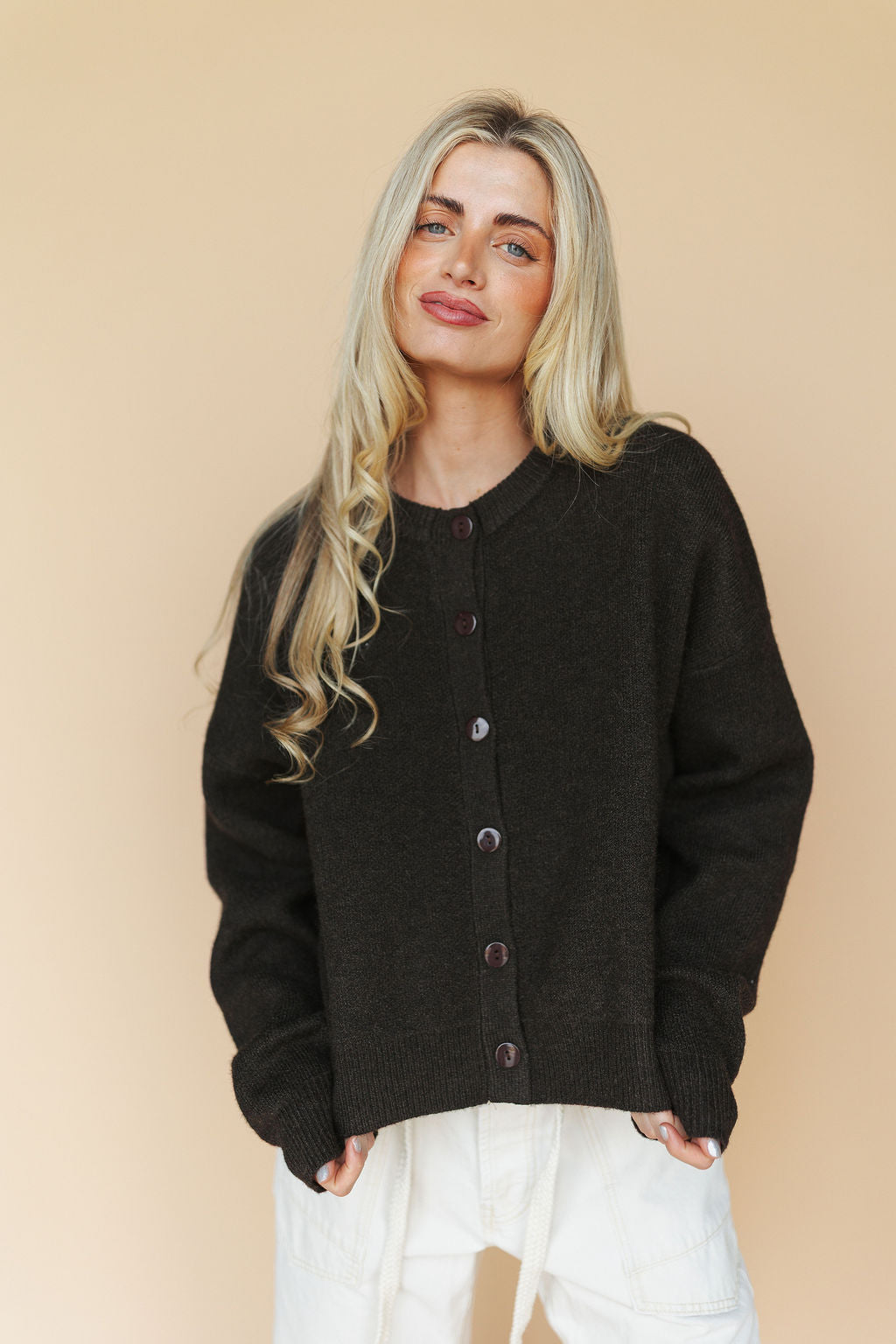 Maren Cardigan in Chocolate Brown