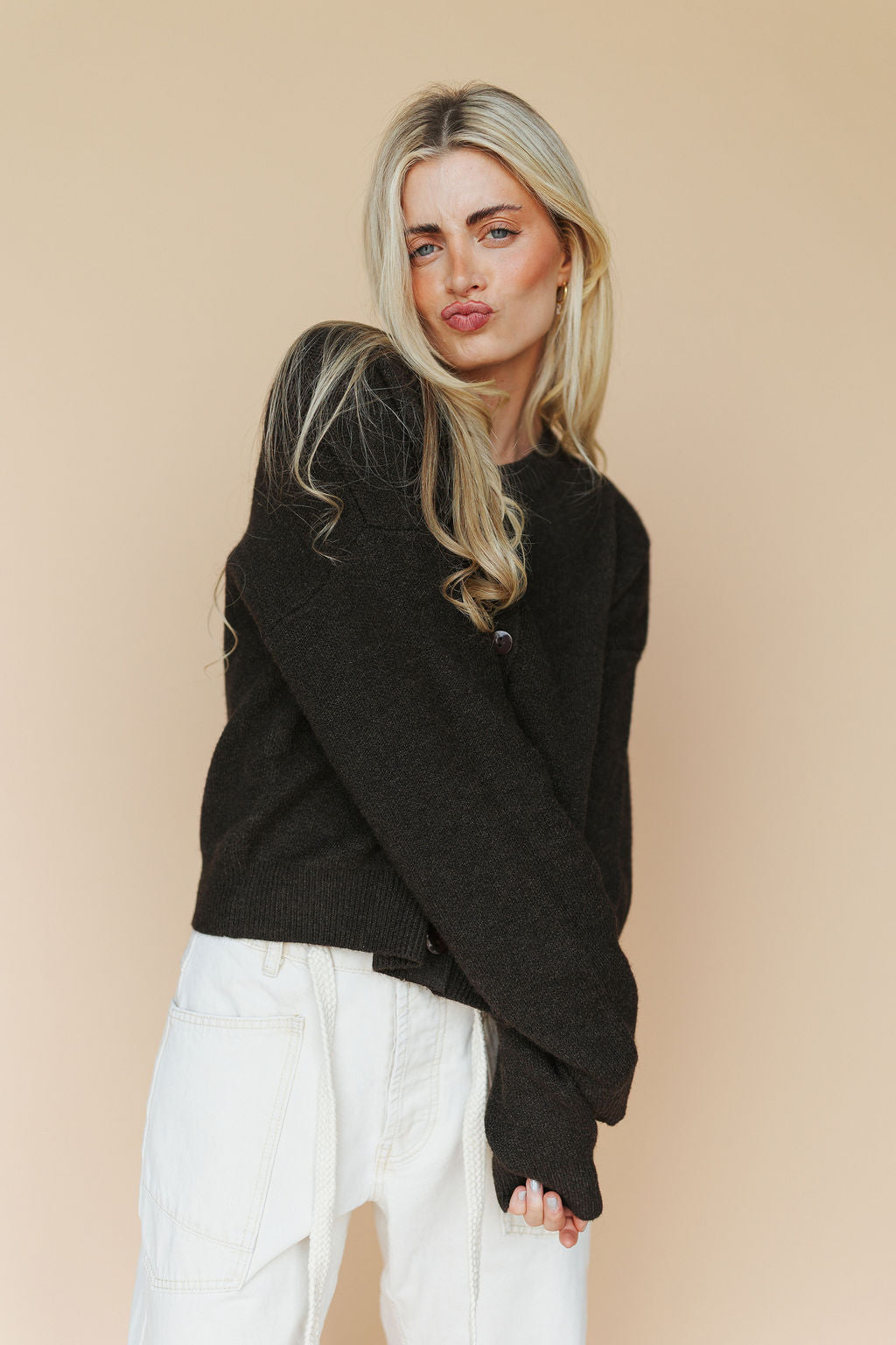 Maren Cardigan in Chocolate Brown
