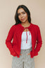 Kat Bow Tie Open Cardigan in Red
