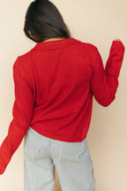 Kat Bow Tie Open Cardigan in Red