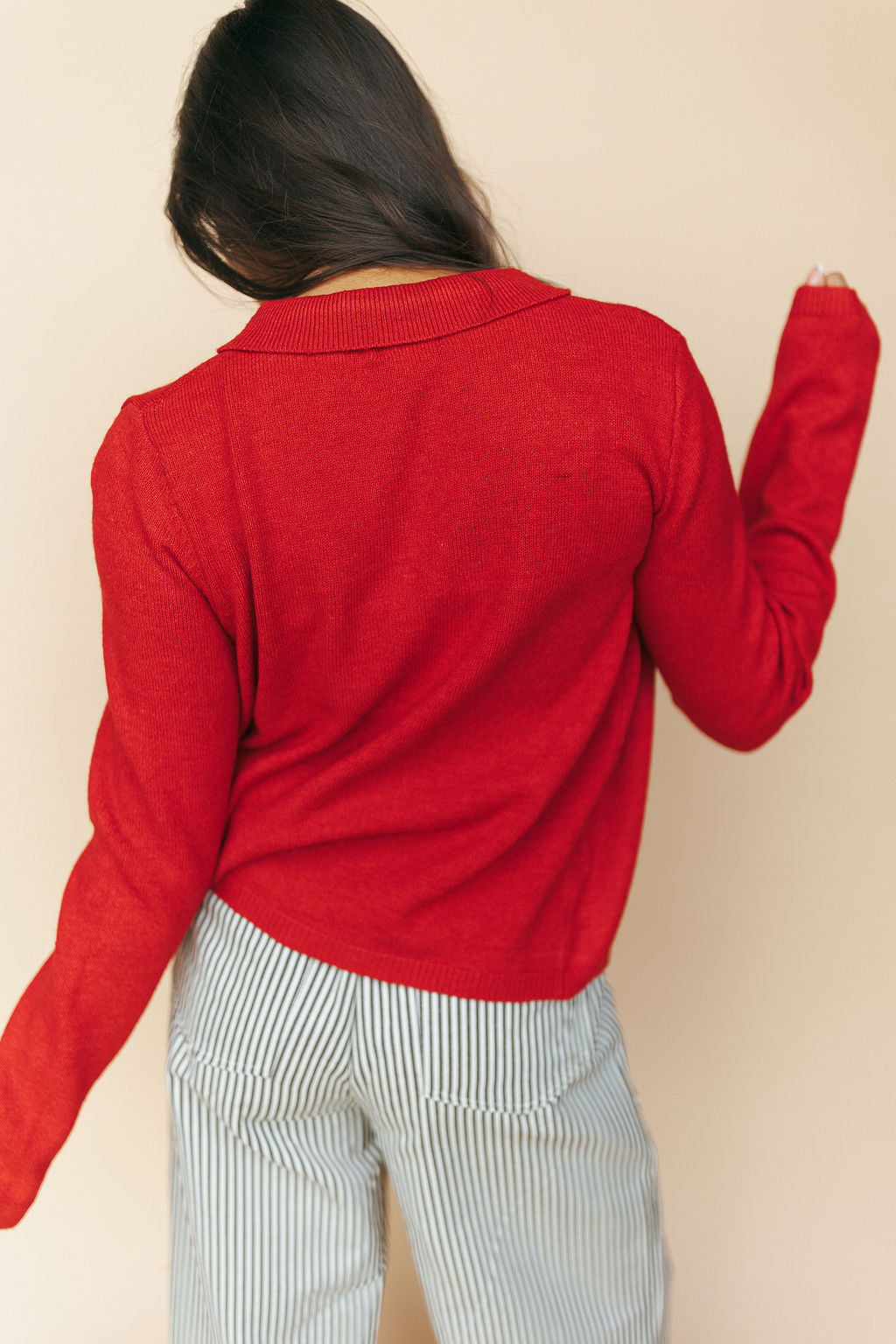 Kat Bow Tie Open Cardigan in Red