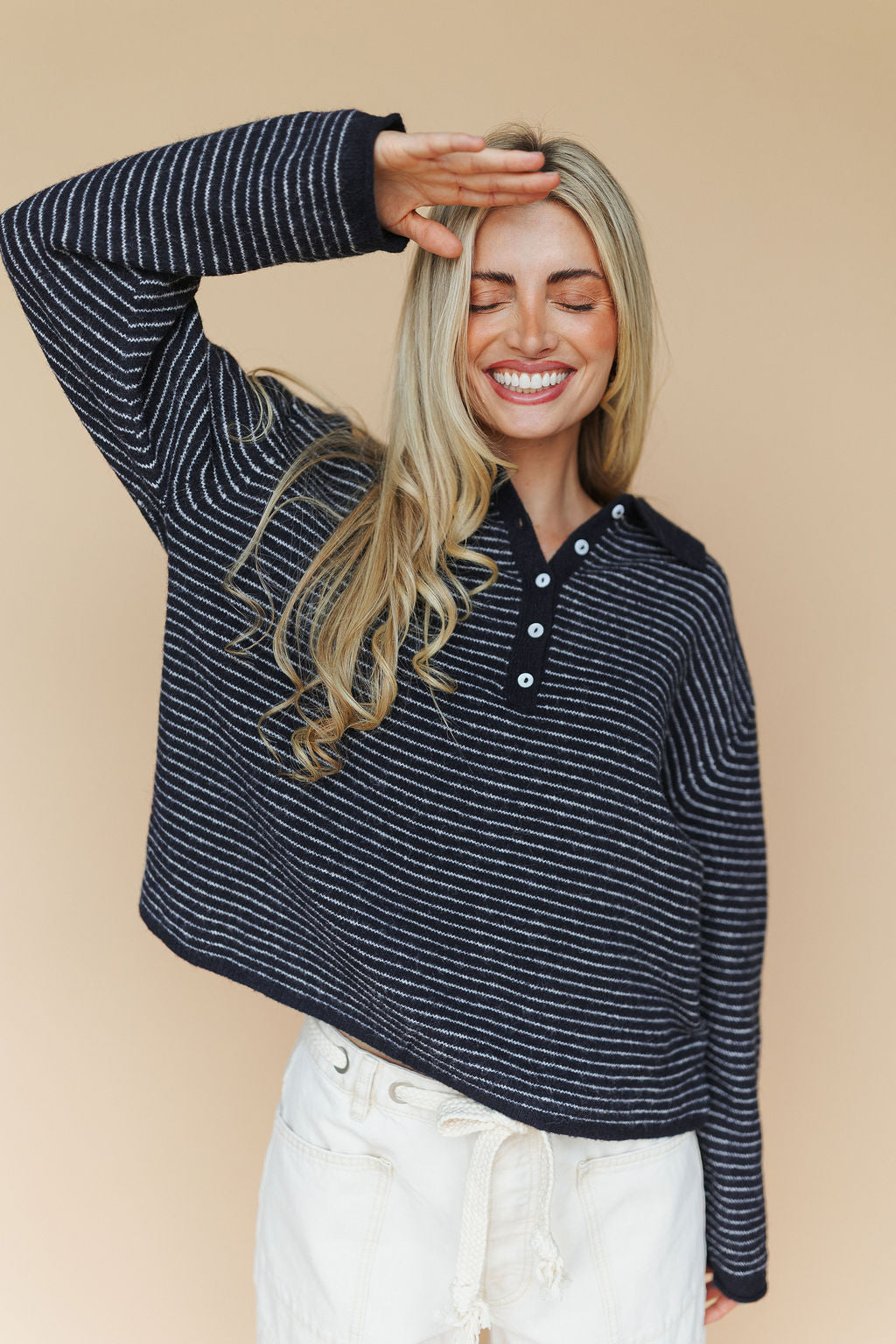 Logan Stripe Henley in Navy – Henly