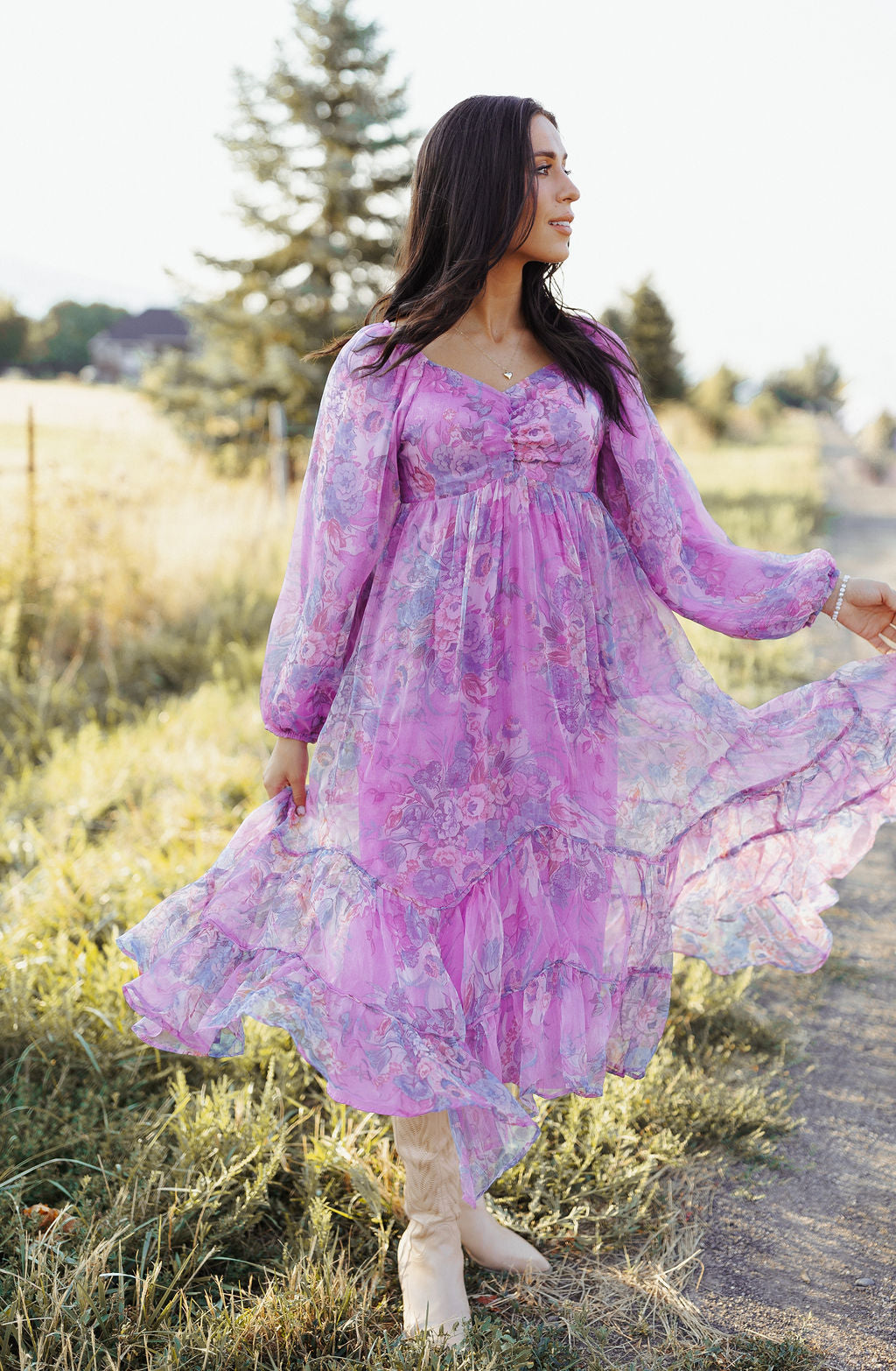 Purple Rain Floral Midi