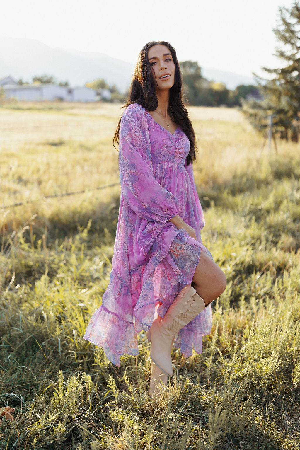 Purple Rain Floral Midi