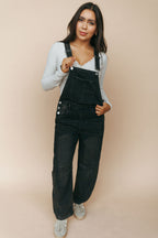 Carly Denim Barrel Overalls in Black