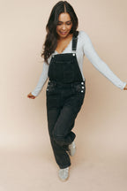 Carly Denim Barrel Overalls in Black