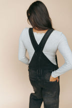 Carly Denim Barrel Overalls in Black