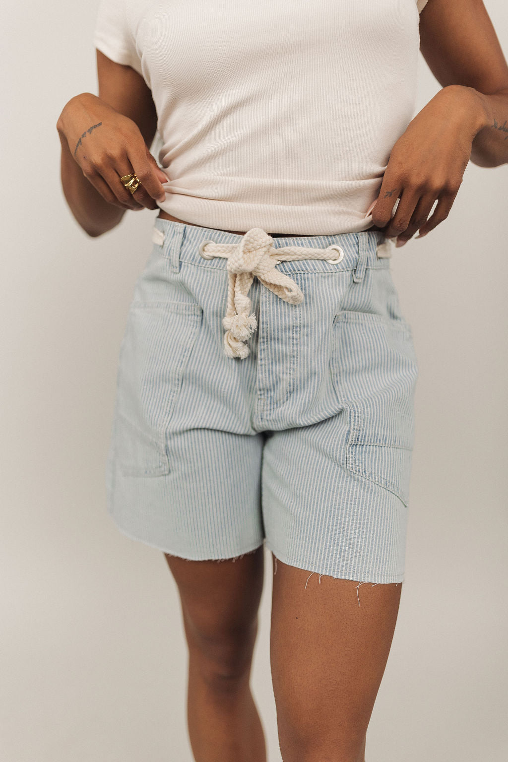 Joey Barrel Shorts In Denim Stripe Main image