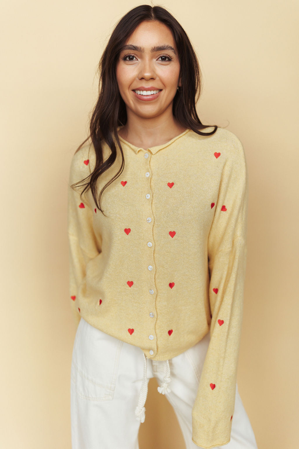 FINAL SALE - Piper Embroidered Cardigan in Honey Secondary image