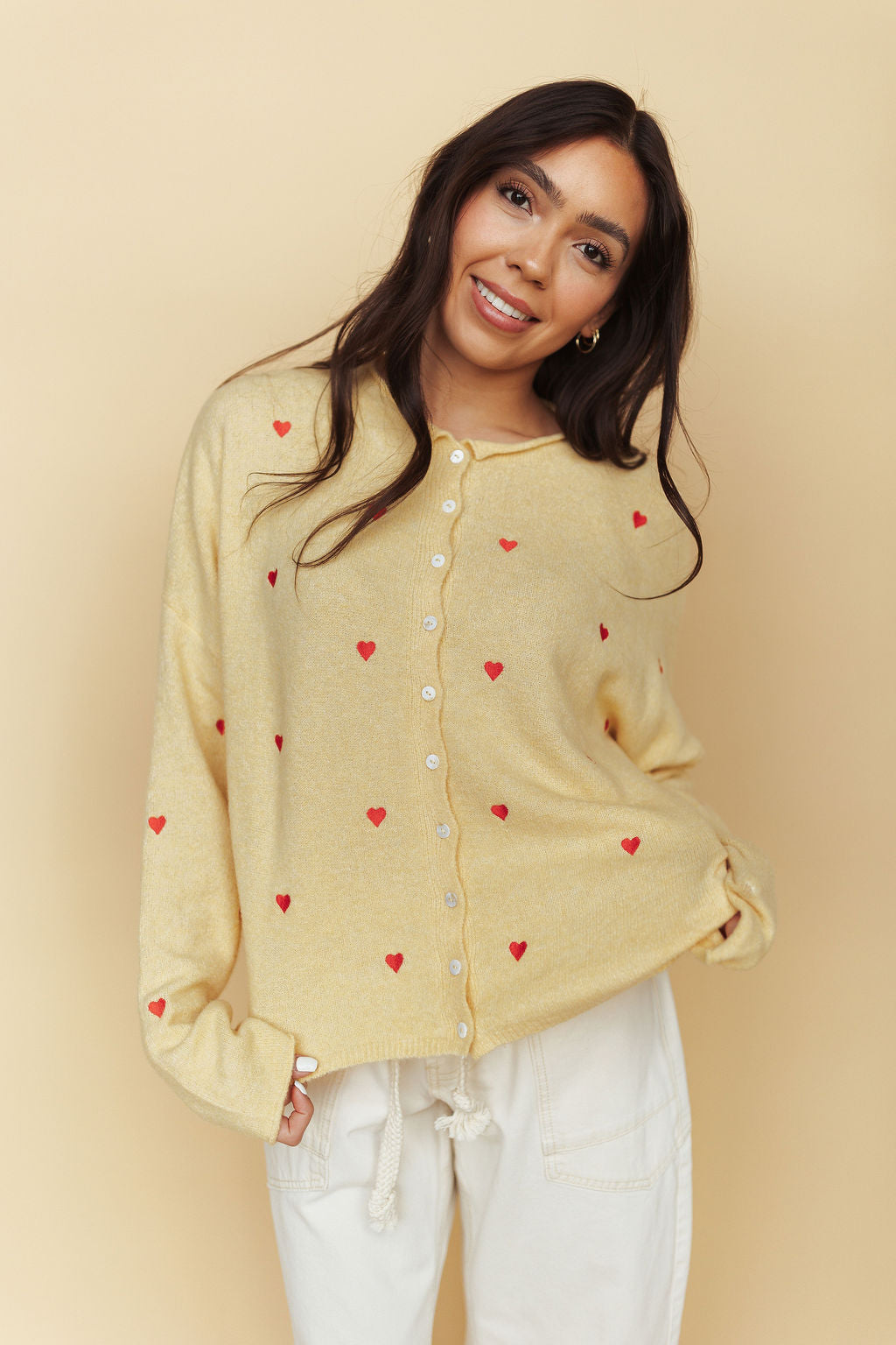 FINAL SALE - Piper Embroidered Cardigan in Honey