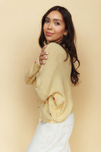 FINAL SALE - Piper Embroidered Cardigan in Honey