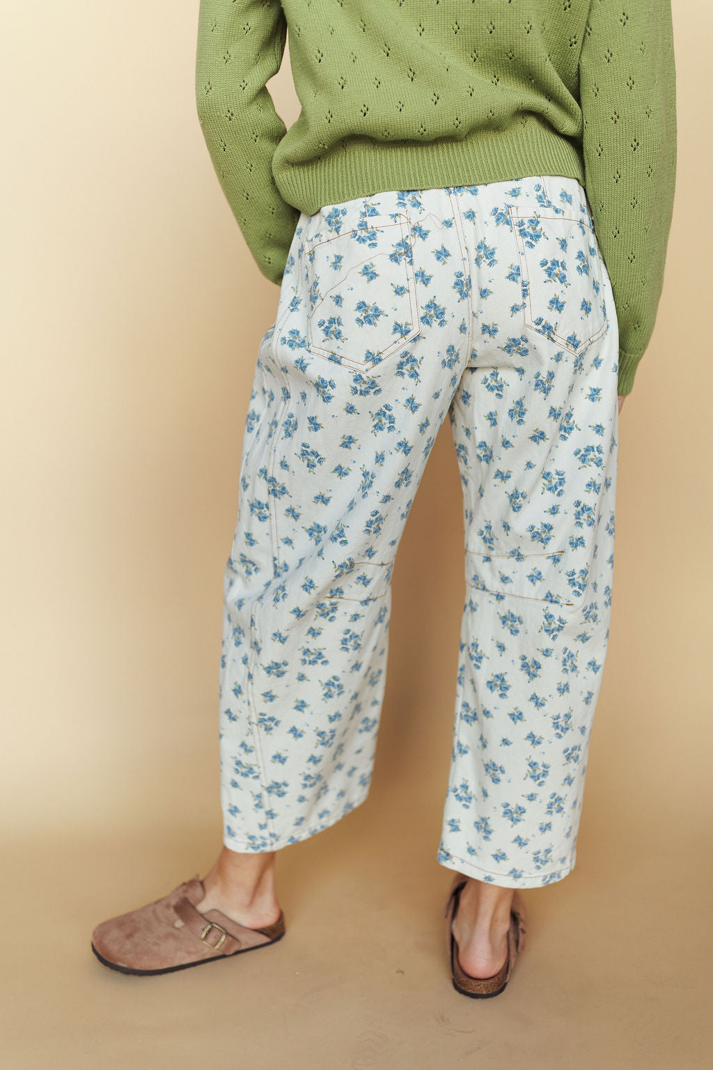 Misty Floral Barrel Pants in Blue