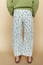Misty Floral Barrel Pants in Blue
