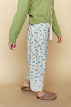 Misty Floral Barrel Pants in Blue