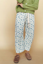 Misty Floral Barrel Pants in Blue