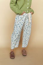 Misty Floral Barrel Pants in Blue