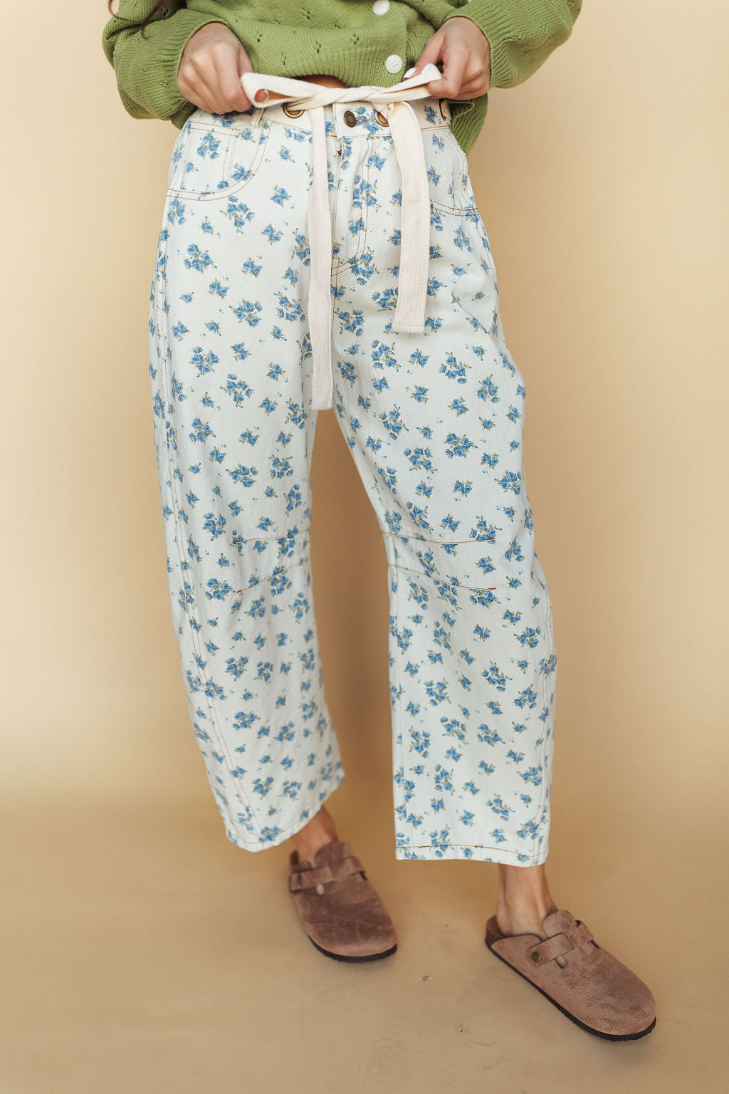 Misty Floral Barrel Pants in Blue Main image