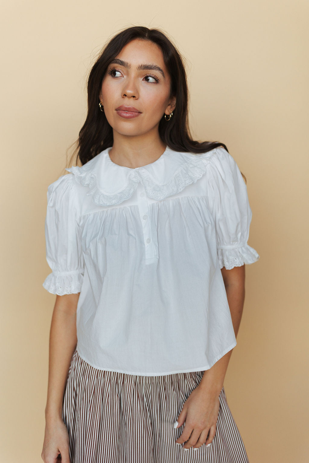 Connie Collared Short Sleeve Blouse
