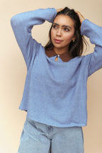 Colbie Polo Sweater in Dusty Blue