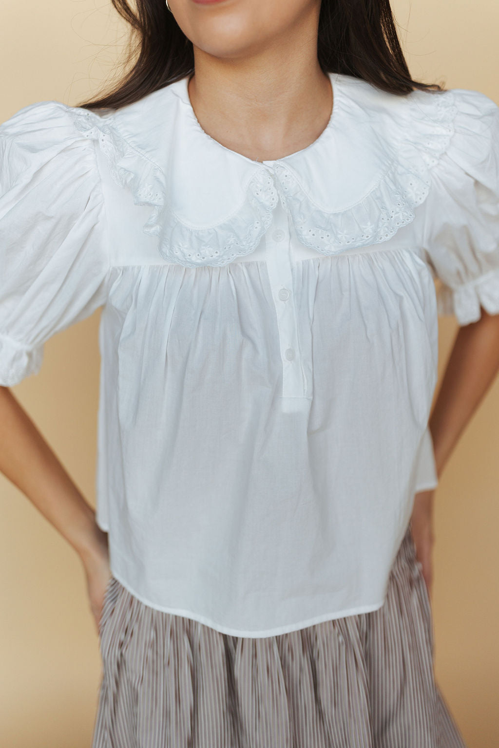 Connie Collared Short Sleeve Blouse