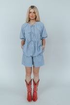 Blueberry Fields Gingham Tie Top