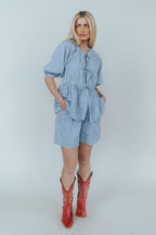 Blueberry Fields Gingham Tie Top